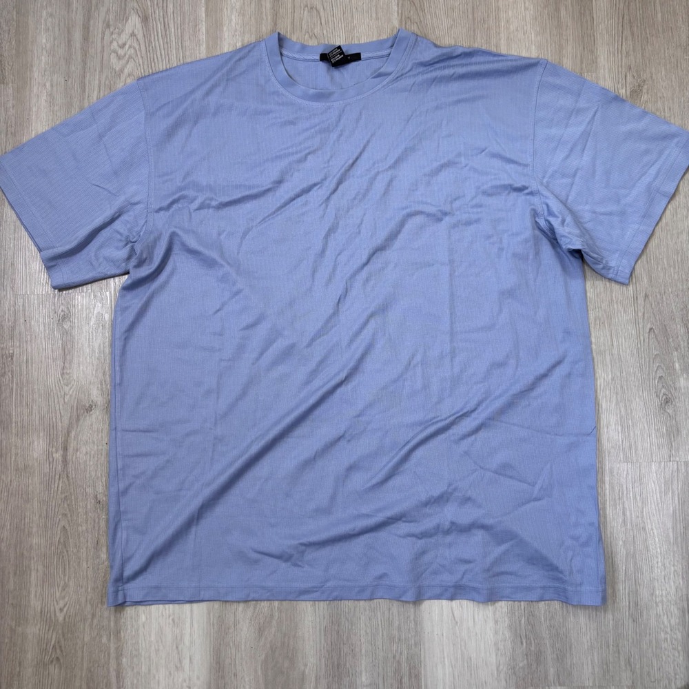 SYNYRGY Mens Relaxed‎ Fit Ribbed Crewneck Short Sleeve T-Shirt Light Blue 4XLT